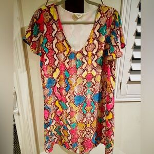Peach Love California Multicolor Snake Print Top